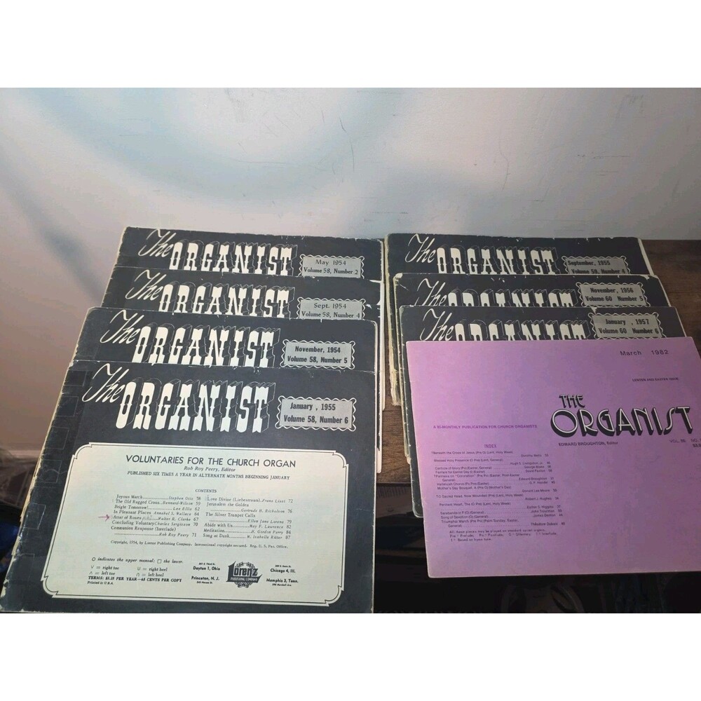 Vintage Sheet Music The Organist Church Organ Magazine 8 Vol Lot 1954-56, 1982